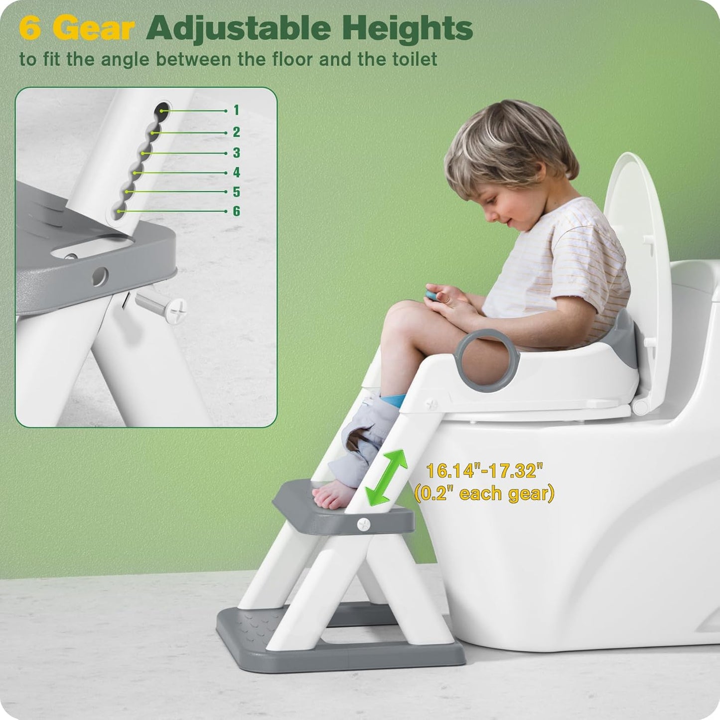 Potty Training Seat, Upgrade Toddler Toilet Seat for Kids Boys Girls, 2 in 1 Potty Training Toilet, Splash Guard Anti-Slip Pad Step Stool