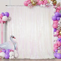 Juya Delight White Iridescent Sequin Backdrop, 6ftx6ft Glitter Photo Backdrop Curtain for Birthday Party Wedding Festival Ceremony