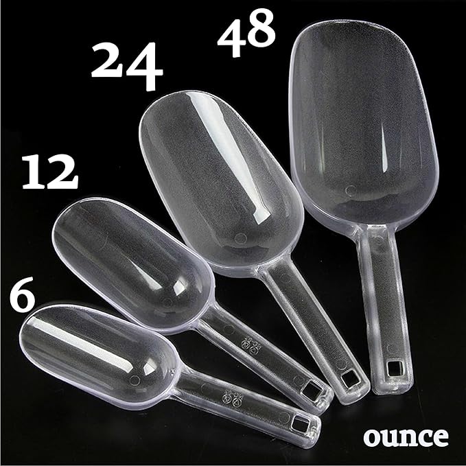3PCS Clear Plastic Ice Scoop, 24 ounces Alec Ice Scoop, Kitchen Scoop for Ice Bucket Ice, Popcorn, Coffee Beans, Flour (24 oz.)