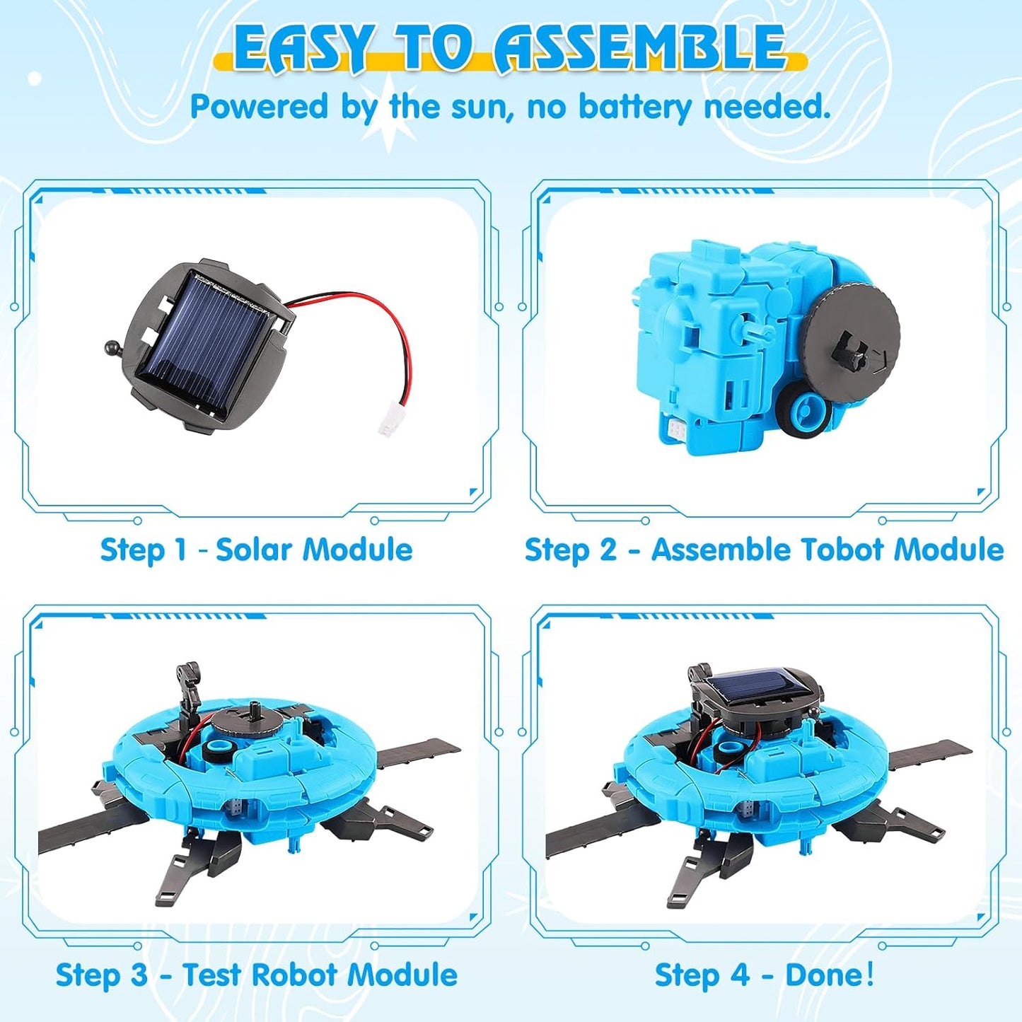 STEM Projects for Kids Ages 8-12 Solar Robot Kit 6-in-1 Space Toys for 10-Year-Old Boy Girl Gift Building Toys Science Kits Christmas Birthday Gifts for 8 9 10 11 12 Year Old, Blue