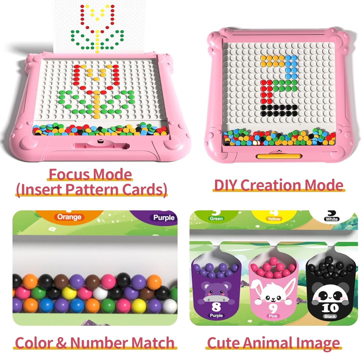 2-IN-1 Large Magnetic Drawing Board for Toddlers Kids, Magnetic Color and Number Maze, Magnetic Dot Art Board for Kids, Montessori Education Travel Toys for Boys Girls Age 3 4 5 6 7 8 Years Old