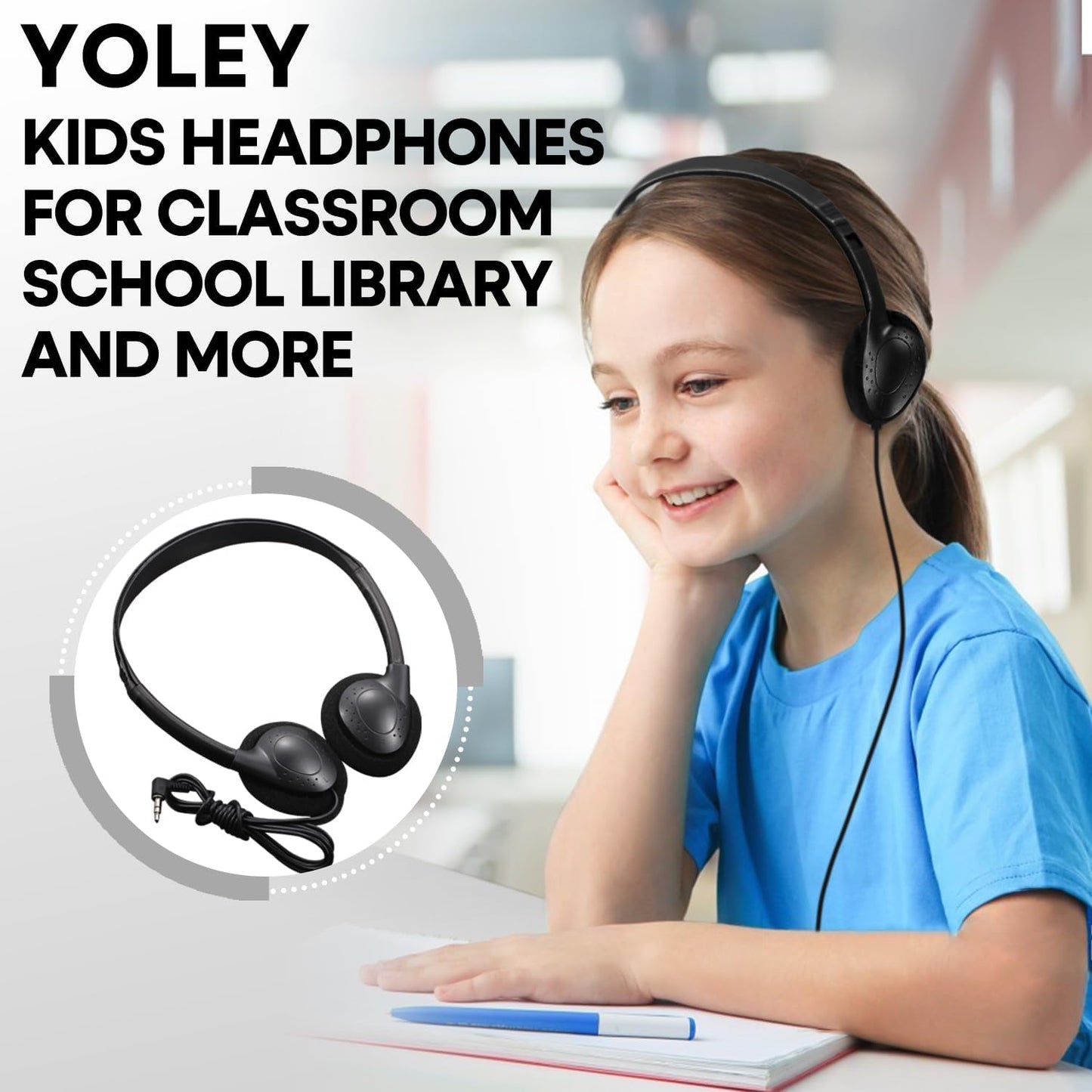 Kids Headphones Bulk 50 Pack for School Classroom Students Children Toddler Boys Girls Teen Adults