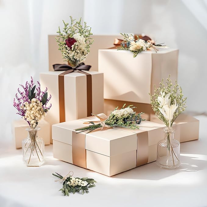 12/24 PCS Charming Dried Flowers Bouquet for Vase Various Dried Wildflowers with Stems Mini Handmade Wildflowers Natural Real Flowers Bulk Flowers Craft (White Series, 12 PCS)