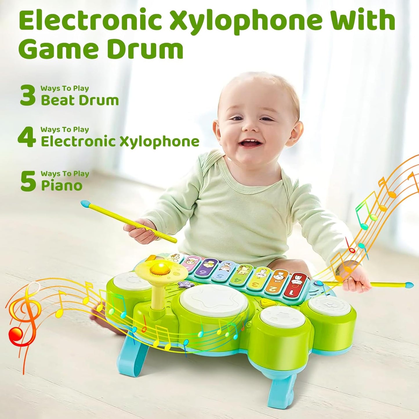 Marstone Toys for 1 Year Old Boy and Girl Gifts: Baby Musical Toys for Toddler 1-3, Piano Drum Set for Baby 6-12, 12-18 Months, Educational Learning Birthday Gift for Kids Age 0-2