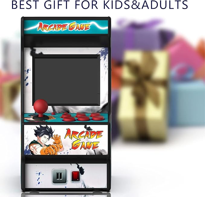 Mini Arcade Machine, Retro Gaming Console, Handheld Game Console with 156 Classic 16-Bit Video Games, 2.8 Inch Color Display, Rechargeable Battery, Support for TV Output, Birthday Present for Children