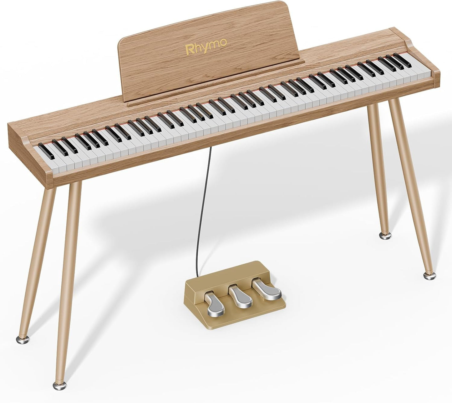 RHYMO 88-Key Weighted Digital Piano - Touch-Sensitive Full-Size Keyboard for Beginners, Includes Stand, Triple Pedal & USB-MIDI