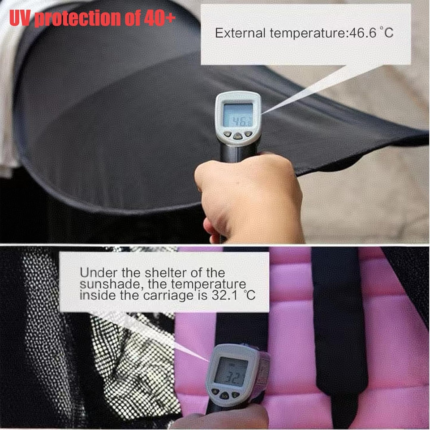 PandaEar Sun Shade for Baby Stroller Car Seats, Universal Strollers Cover Waterproof Toddler Stroller Canopy Windshield, UPF 40+