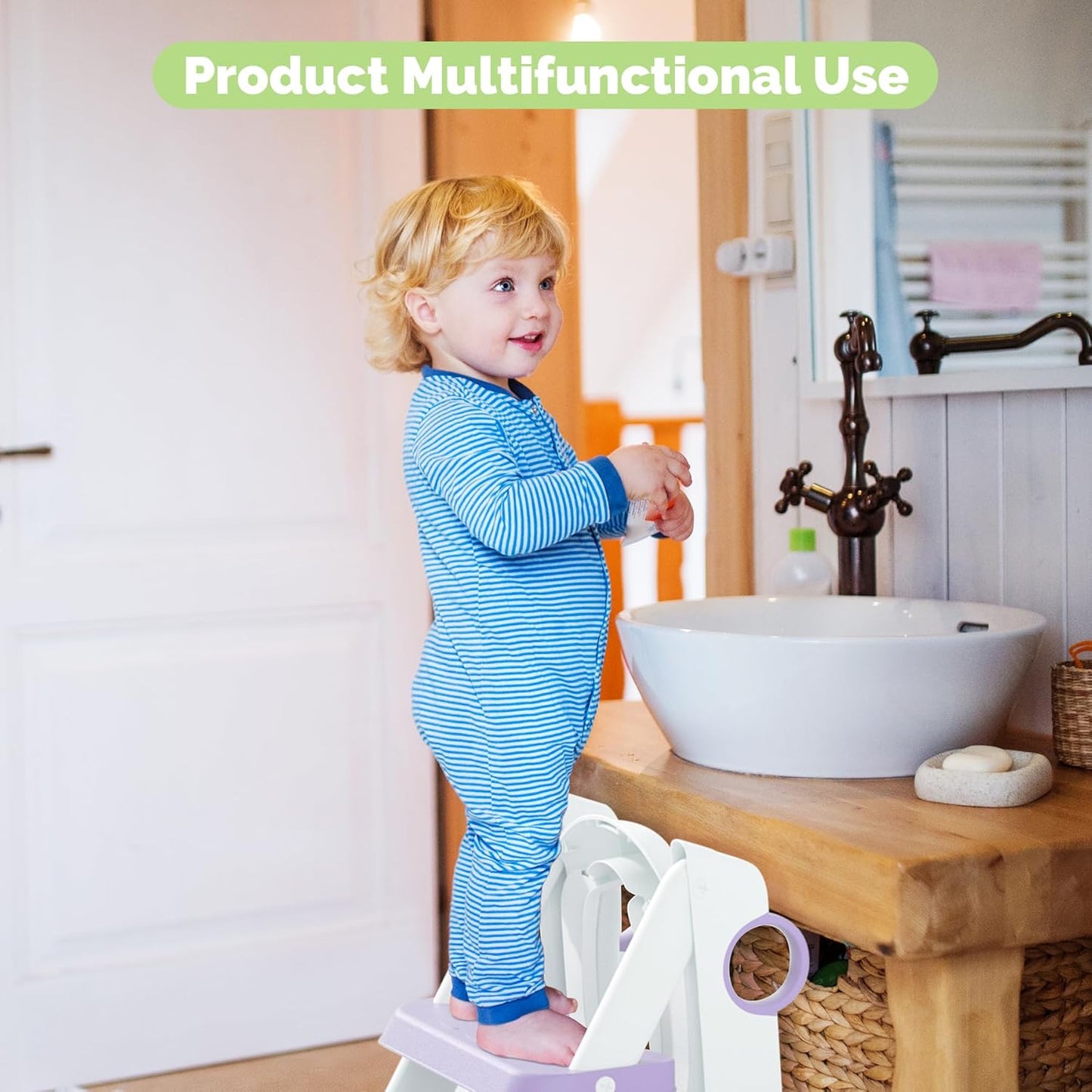 Toilet Seat, Potty Training Seat for Toddler, Upgraded 2-in-1 Potty Toilet Training for Boys and Girls,Waterproof Cushioned Mat with Non-Slip Step Stool(Purple)