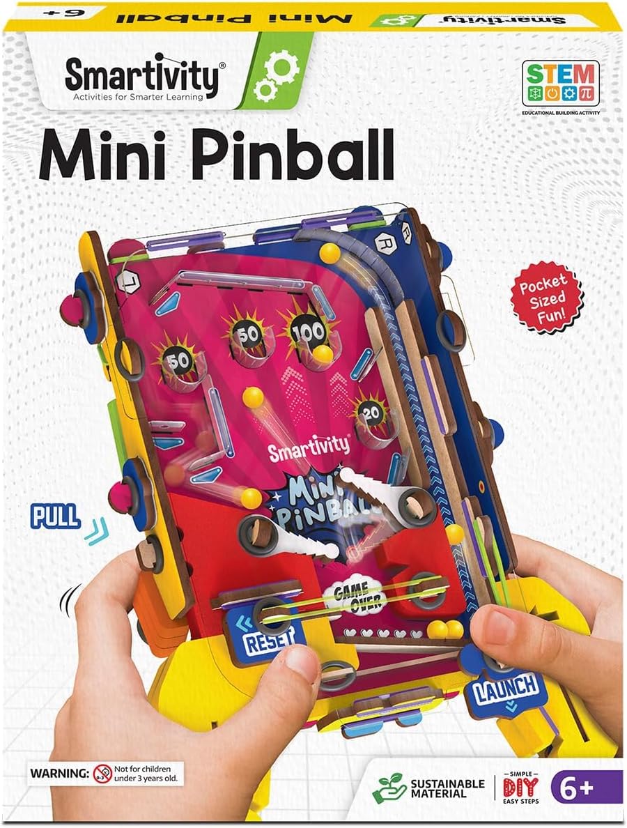 Smartivity DIY Mini Pinball for Kids Ages 6-12 Years | Build Your Own - Hand Held Pinball Game I Birthday Gift for Boys & Girls | DIY Science Toy for Kids 6,7,8,9,10,11,12 Years Old