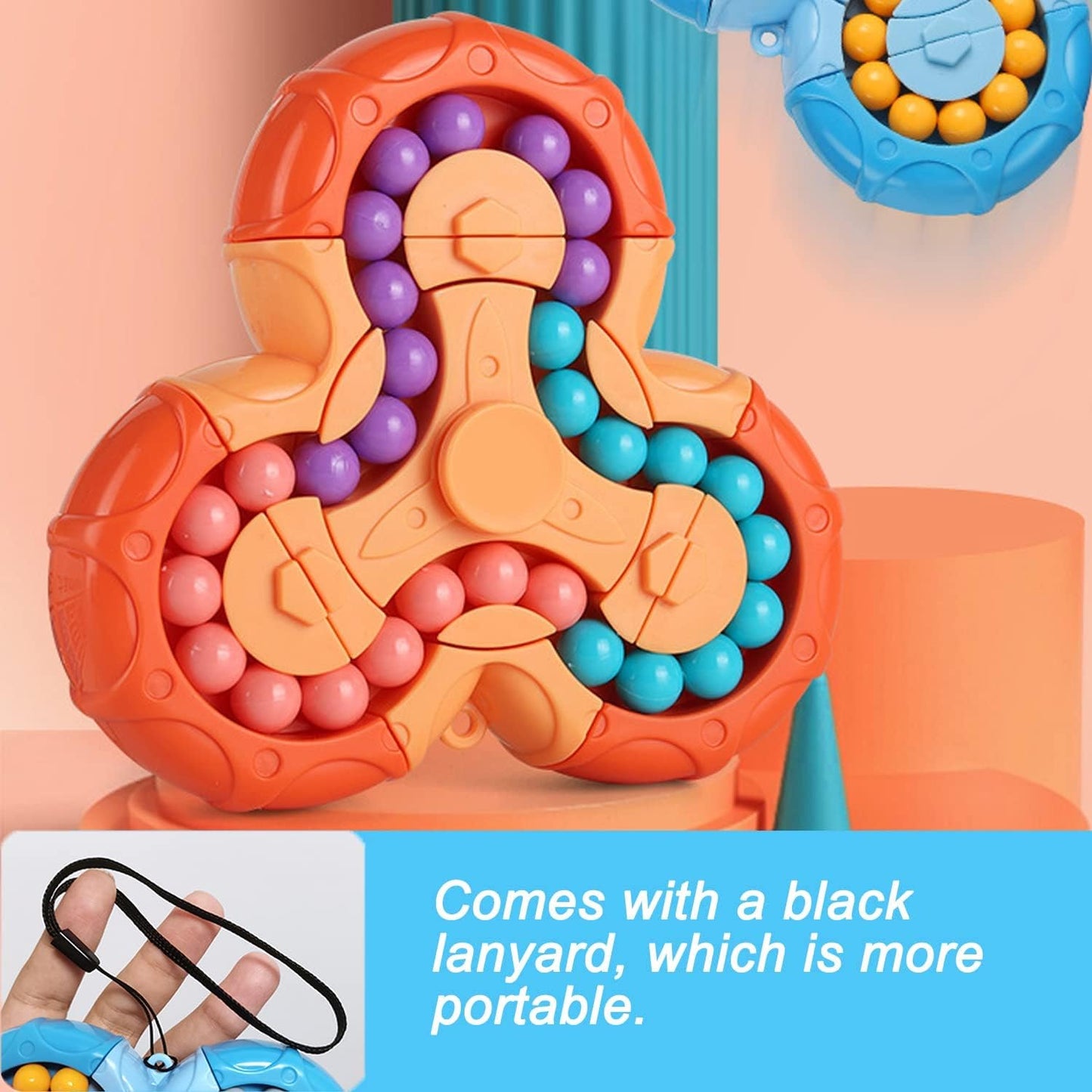 Magic Bean Rotating Cube, Rotating Finger Fidget Puzzle Toy,Boys Girl Handheld Spinner Stress Anxiety Relief Ball Game Sensory Toys,Gift for Kids Ages 3 Above Christmas Birthday Easter