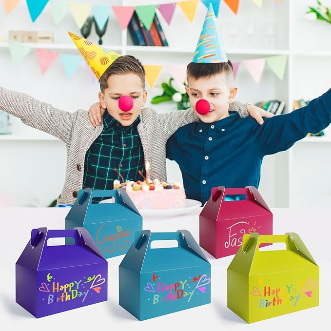 XAGLVV 24Pack Dark Blue Gable Boxes For Party Favors, 7 * 3.5 * 6.6 Inch Goodie Box with Handles, Gable Gift Boxes for Party, Baby Shower, Anniversary, Birthday