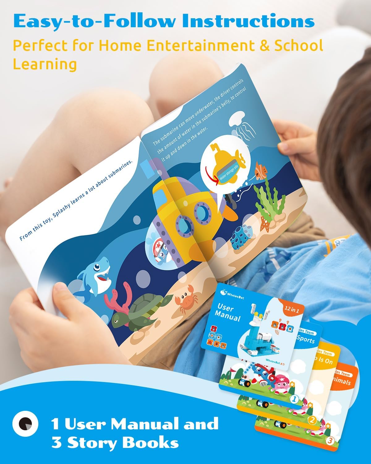 WhalesBot A3 12-in-1 STEM Blocks Coding Robot Kit for Kids, 61-Piece Educational Building Set with Interactive Storytelling, Ideal Toy Gift for Boys & Girls Ages 3-6