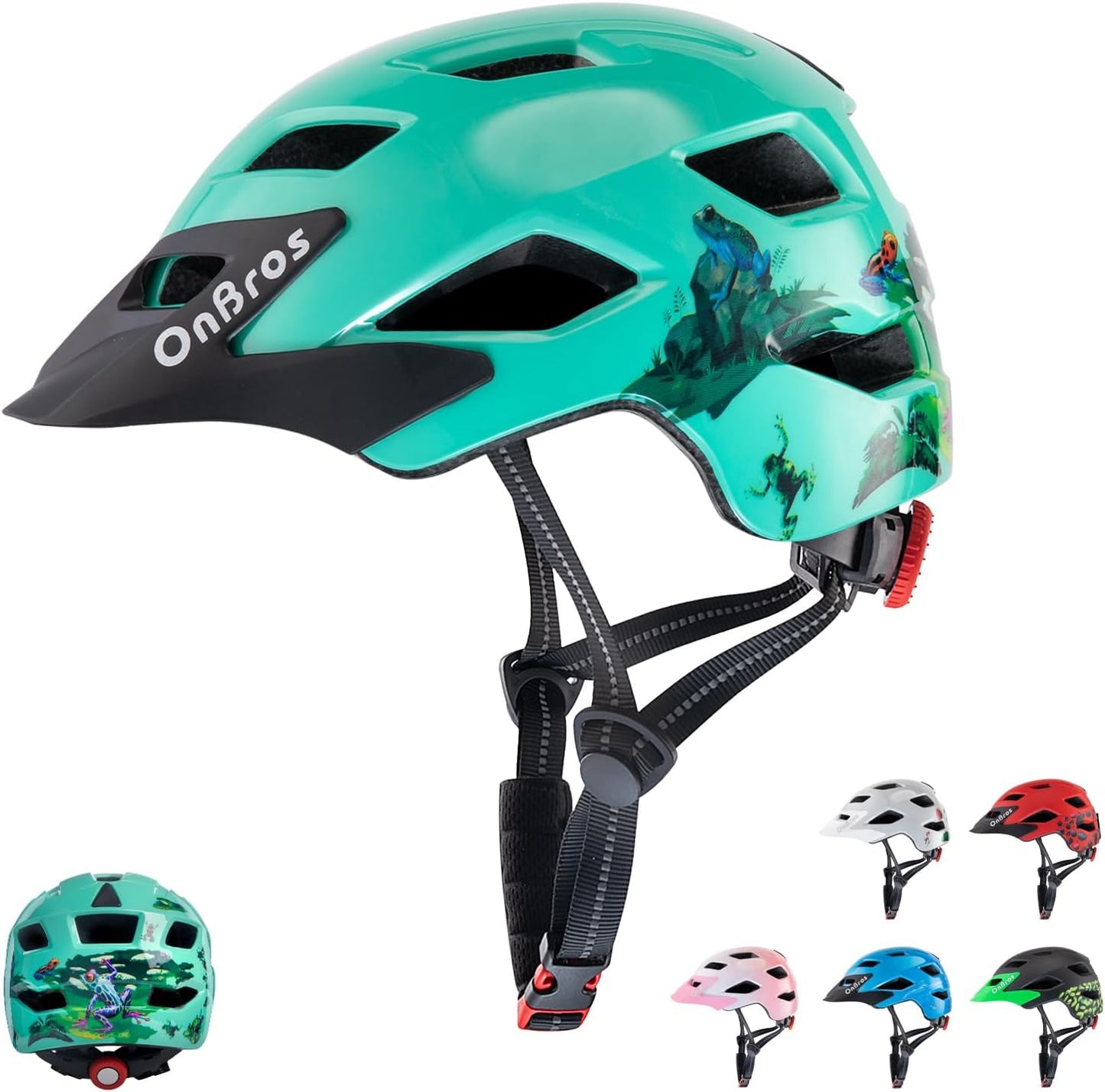 OnBros Kids Bike Helmet - Bike Helmets for 5-14 Boys or Girls with Visor, Children Bicycle Helmet for Skateboard Mountain Scooter Road Cycling, Lightweight and Adjustable 50-57CM