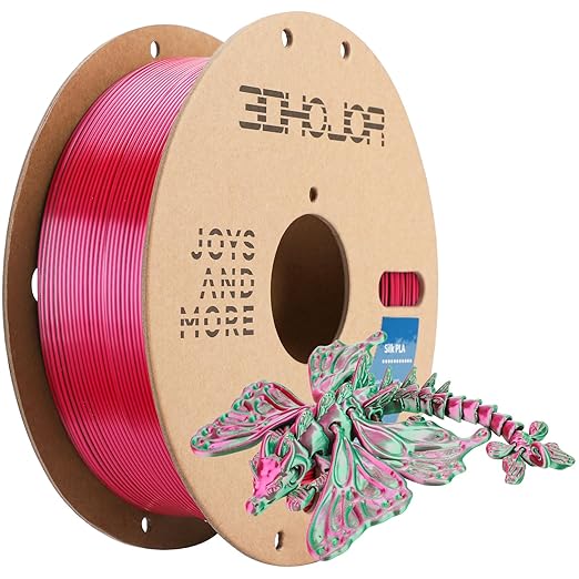 Silk PLA Filament 1.75mm Purple Green Dual Color PLA 3D Printer Filament 2 in 1 Coextrusion 1KG Spool(2.2lbs) 3D Printing Filament Dimensional Accuracy +/- 0.03mm Fits for Most FDM 3D Printers