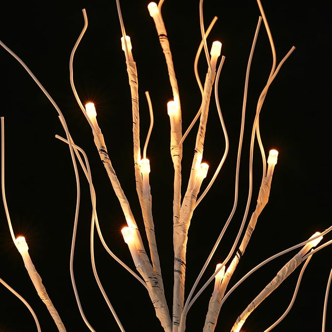 Lighted Artificial Birch Branch Tree Fairy Lights Holiday Decor,3PK 19.7in 48 LED;USB Powered,Warm White Branch with Lights for Christmas Holiday Wedding Party Decoration,Timer