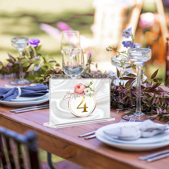 Acrylic Sign Holder 6x4 - 6 Pack Clear Tabletop Sign Holder Horizontal Plastic Picture Frames, Double Sided T Shape Display Stand Vendor Booth Display Items for Store,Restaurants,Hotels,Office