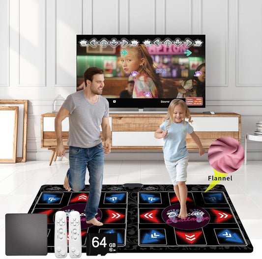 Music Dance Mat for Kids & Adults,Ideal for Fitness Dance Games,899 Games,64GB Memory Card,75 Music Videos,650 Songs.for TV use,Made of Premium Flannel,a Luxurious Gift for Children