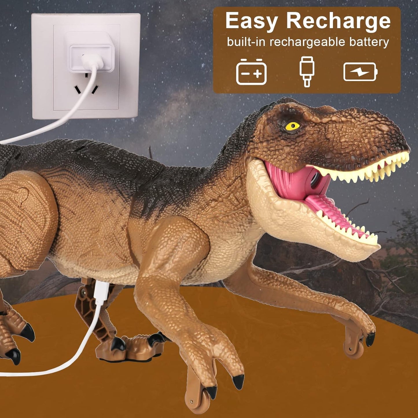 Remote Control Dinosaur Toys for Boys 3 4-7 8-12- RC Realistic Big T-Rex Gifts for Kids, Interactive Dino with Light Roar Spray Touch Sensing