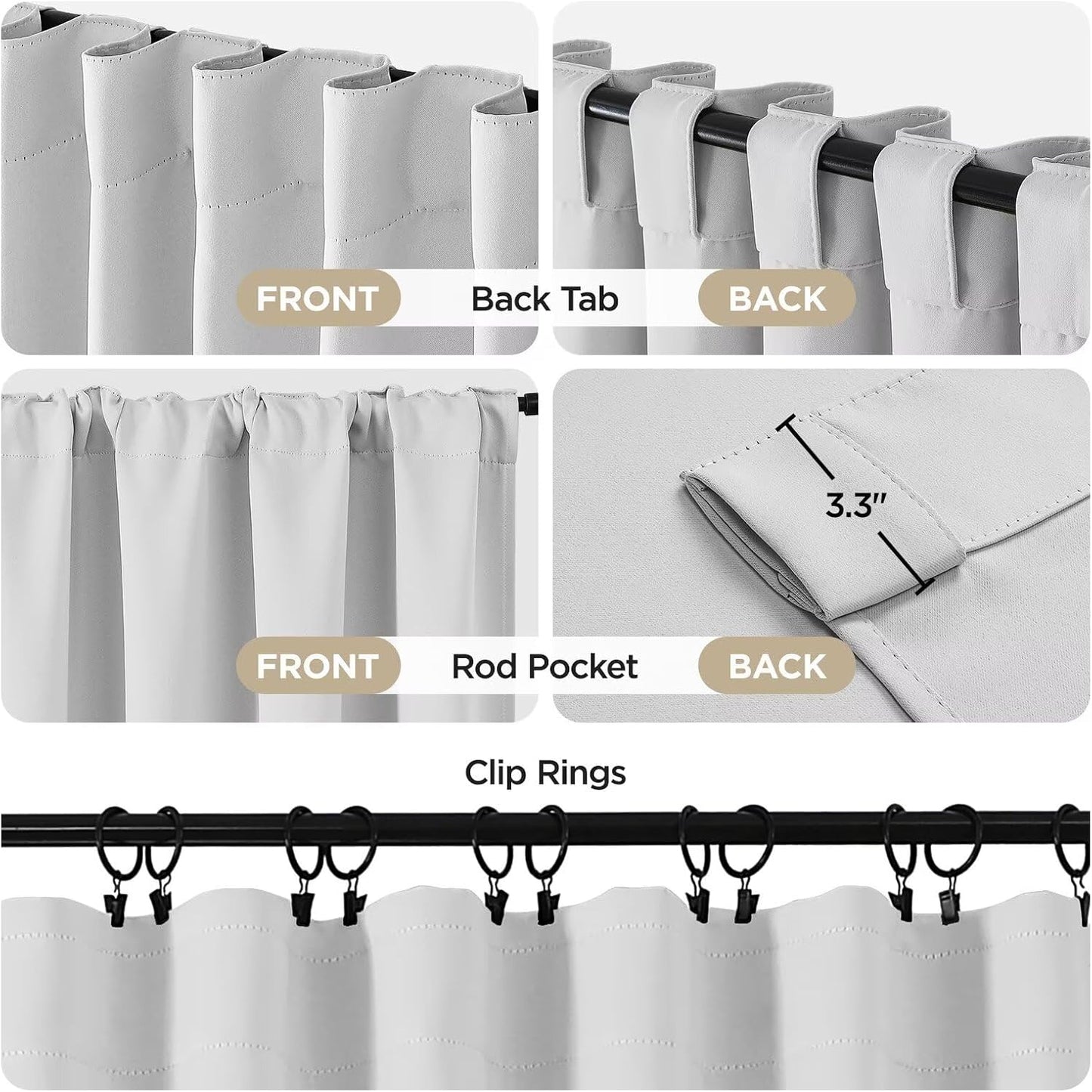 Joydeco 96 Inch 60% Blackout White Curtains 2 Panels,Elegant Soft Sheer Curtains for Bedroom,Thermal Insulated Black Out Drapes for Living Room,Rod Pocket Back Tab Drapes(W37 x L96 Inch,Greyish White)