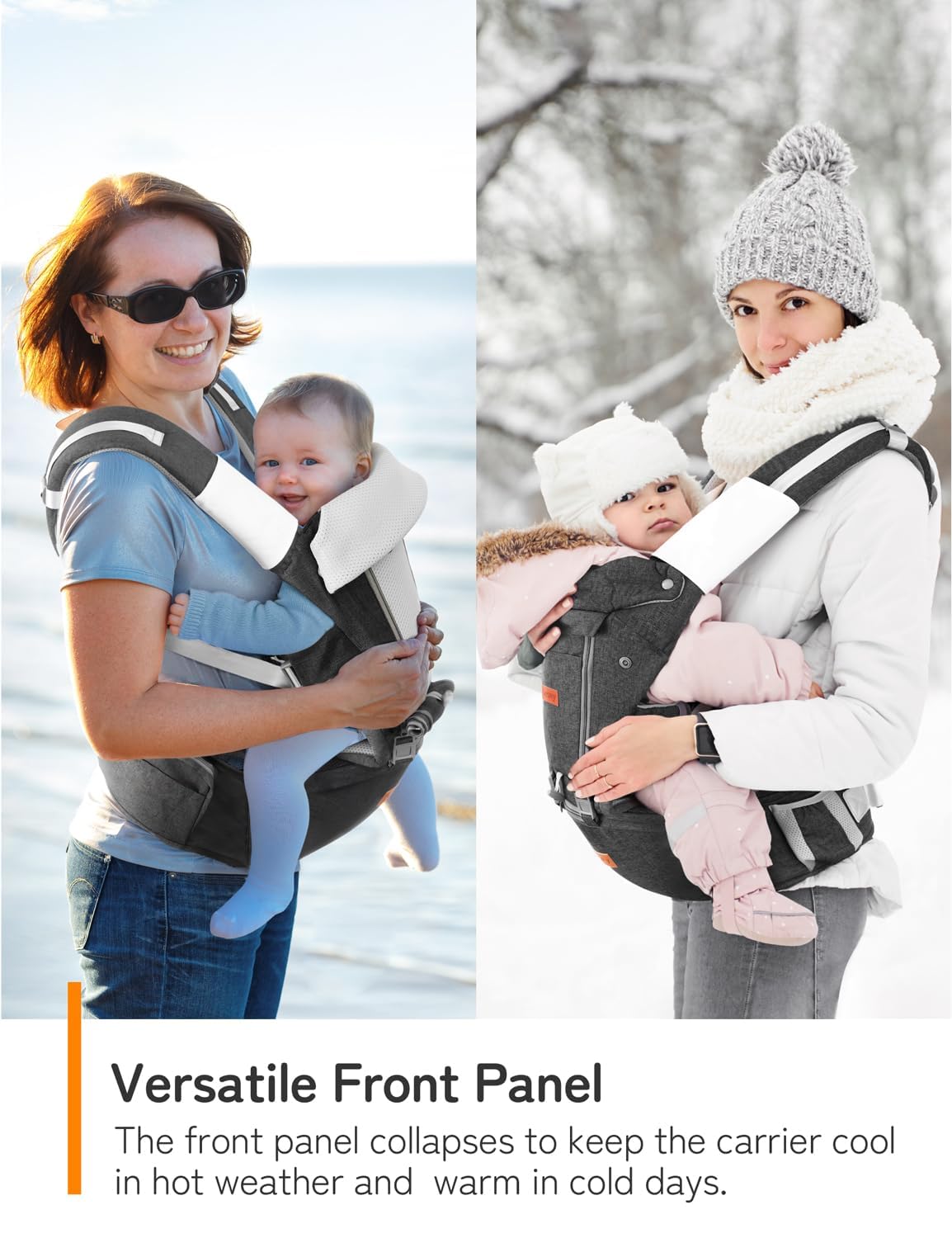 besrey Baby Carrier Hip Seat for Dad, Front Summer Infant Carrier Newborn to Toddler, Plus Men Backpack Holder, Harness for Carrying Infant, Hip Seat with Strap