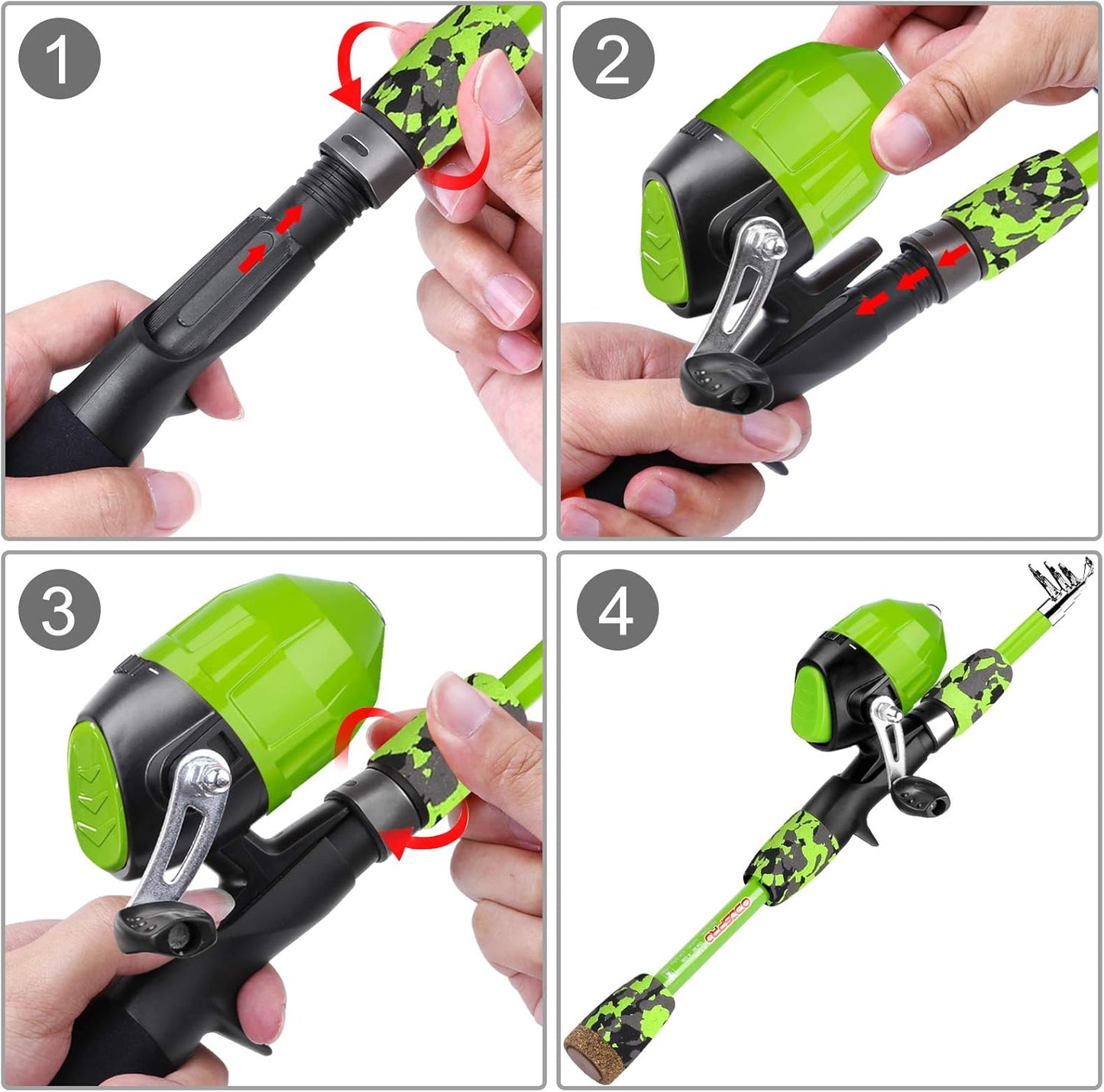 ODDSPRO Kids Fishing Pole Pink, Portable Telescopic Fishing Rod and Reel Combo Kit - with Spincast Fishing Reel Tackle Box for Girls, Youth