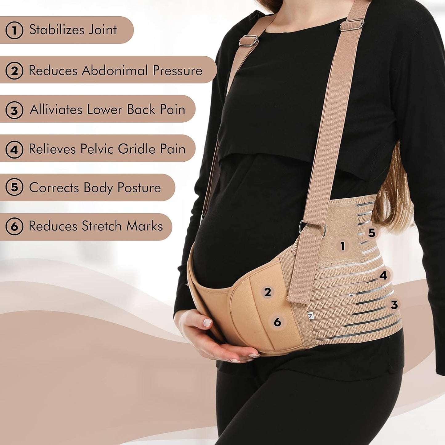 Belly Bands For Pregnant Women - Maternity Belt Pregnancy Support - Breathable Abdominal Binder, Back Support, Multiple Sizes And Colors For All Stages Of Pregnancy & Postpartum