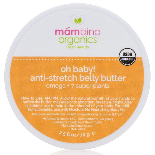 Oh Baby! Belly Butter – Organic Stretch Mark Cream for Pregnancy with Dutch Shea & Cocoa Butter – Vitamins, Omegas for Elasticity – Vegan Cruelty-Free Maternity Care by Mambino Organics, 2.5 fl oz