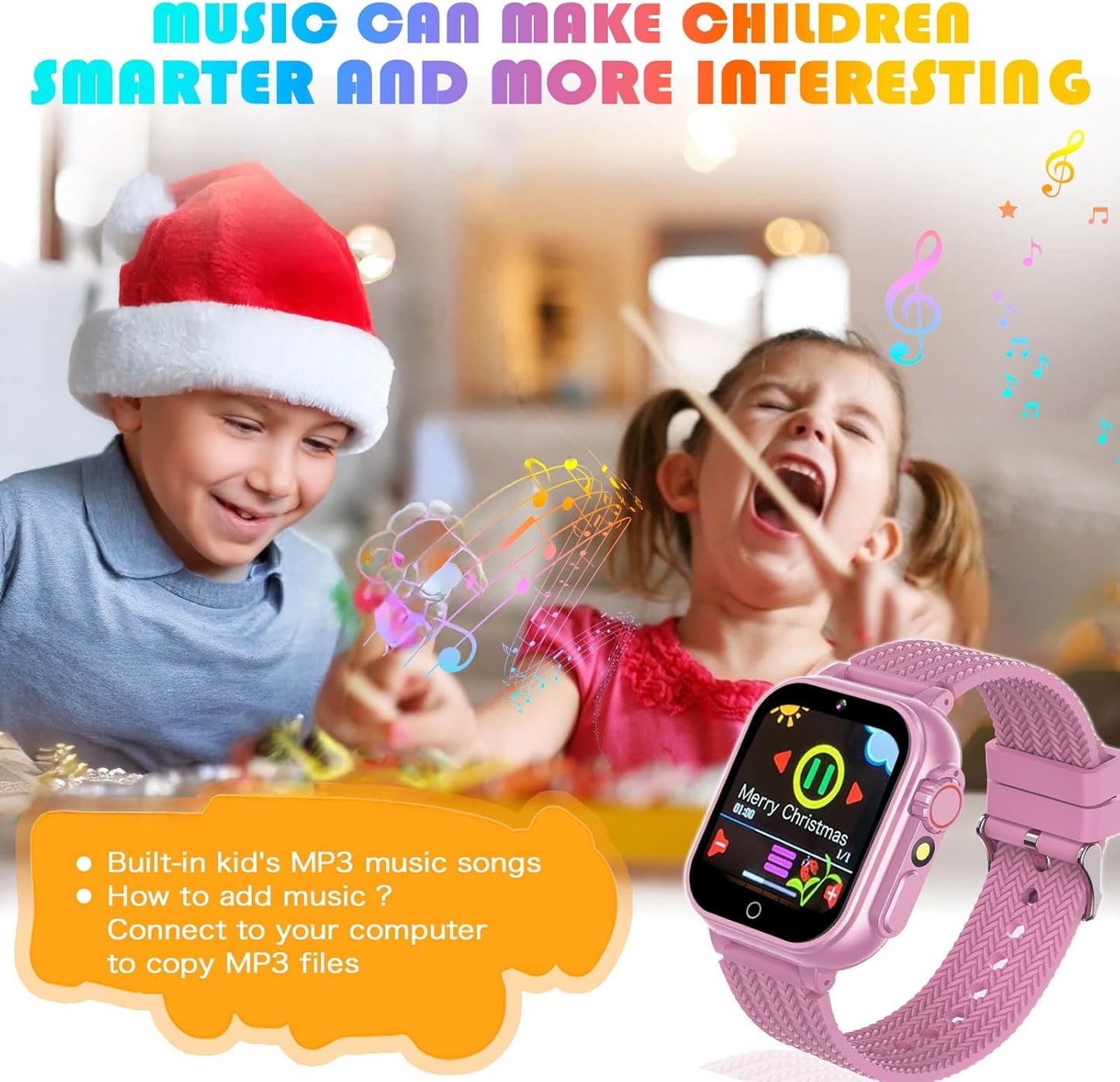Goodatech Kids Smart Watch for Boys Girls, 1.54'' Smartwatch with 26 Puzzle Games,HD Camera,Video Music Player,Pedometer,Flashlight,Audio Book etc., Aluminum Case and Sport Band (Pink)