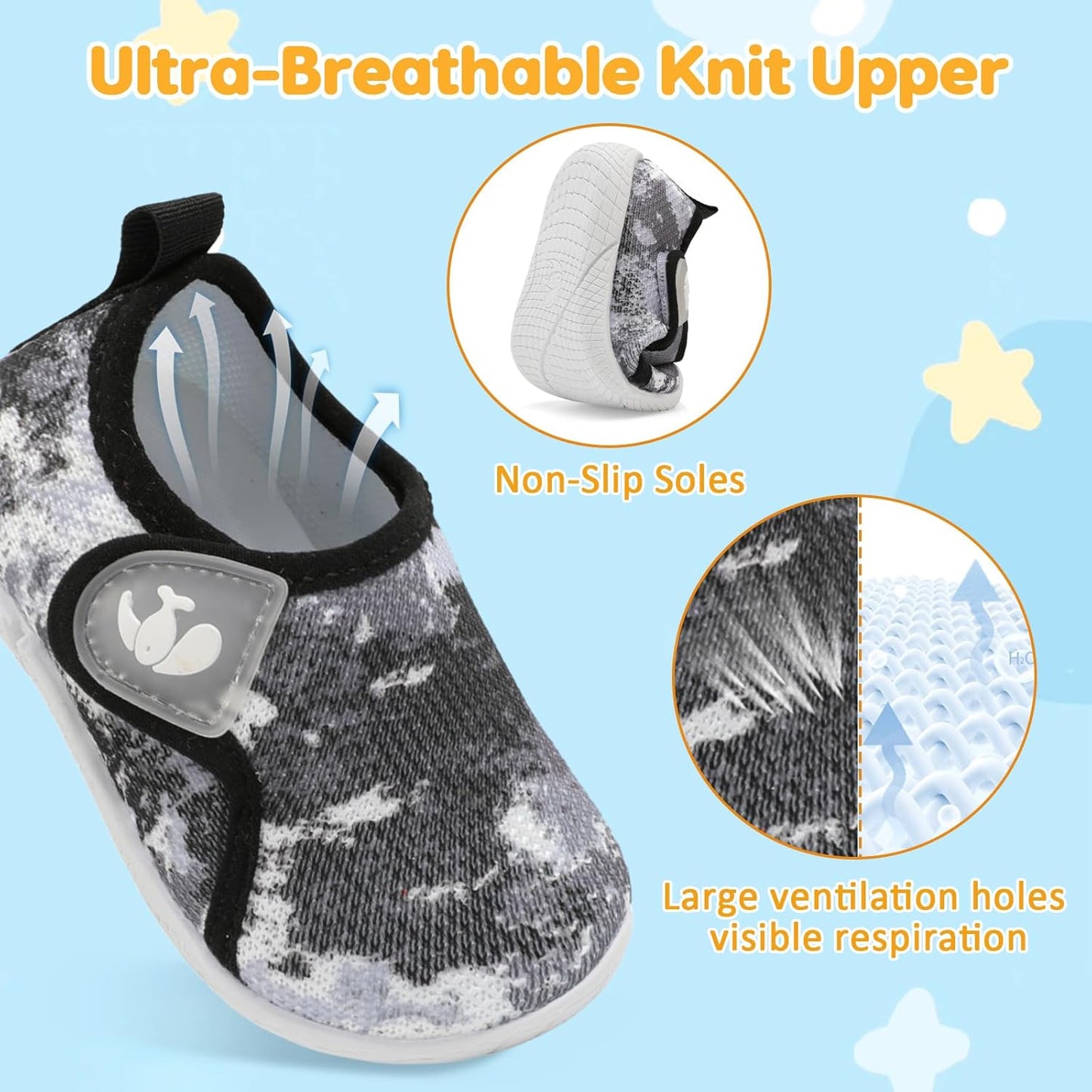 FEETCITY Toddler Walking Shoes Slip On Toddler Shoes Boys Girls Kids Sports Sneakers Casual School Shoes Barefoot Shoes