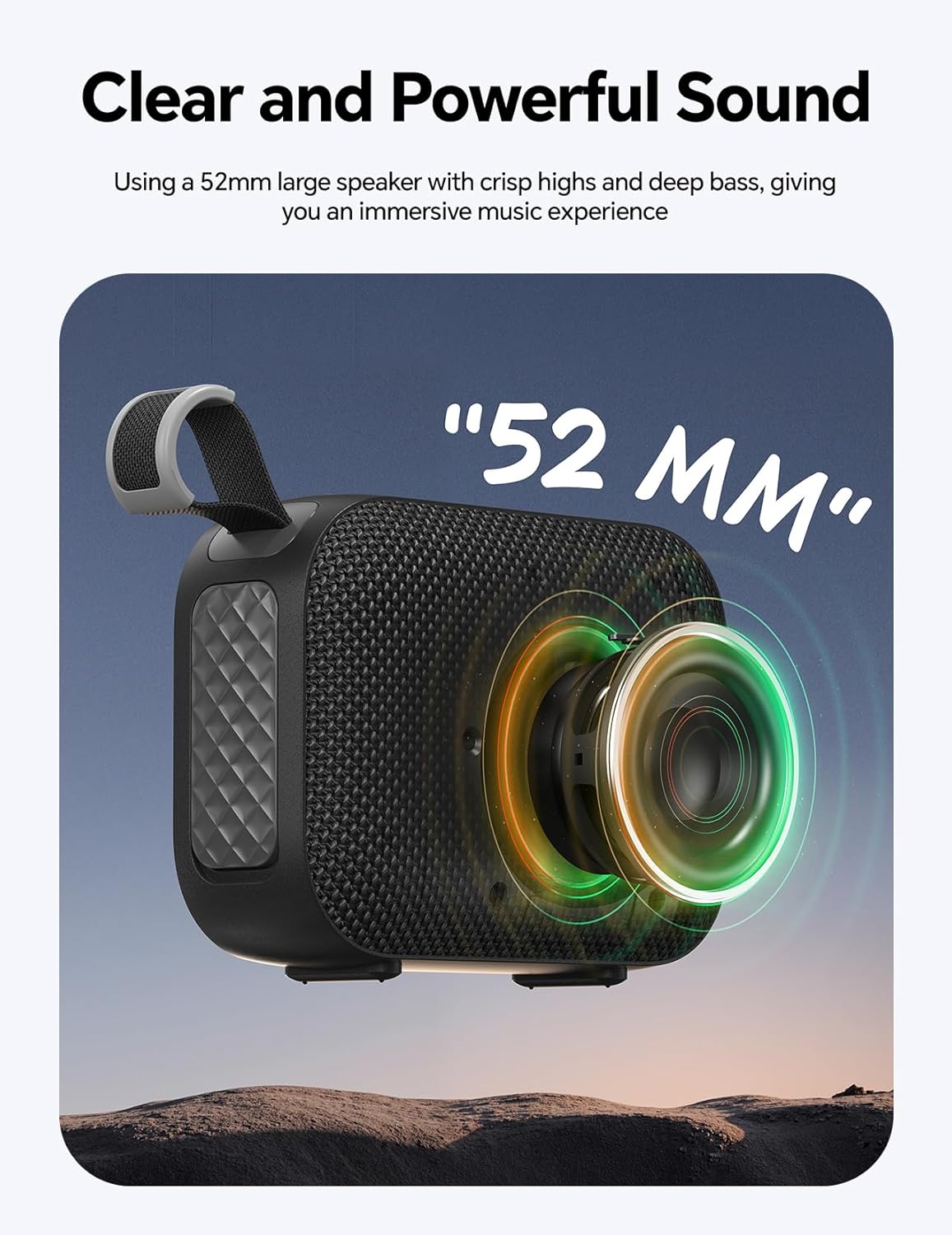 Portable Bluetooth Speaker Waterproof Wireless: IPX5 HD Sound Up to 24H Playtime, Birthday White Elephant Gifts Stocking Stuffers for Adults Teens Women Men, Cool Electronics for Outdoor Travel-Black