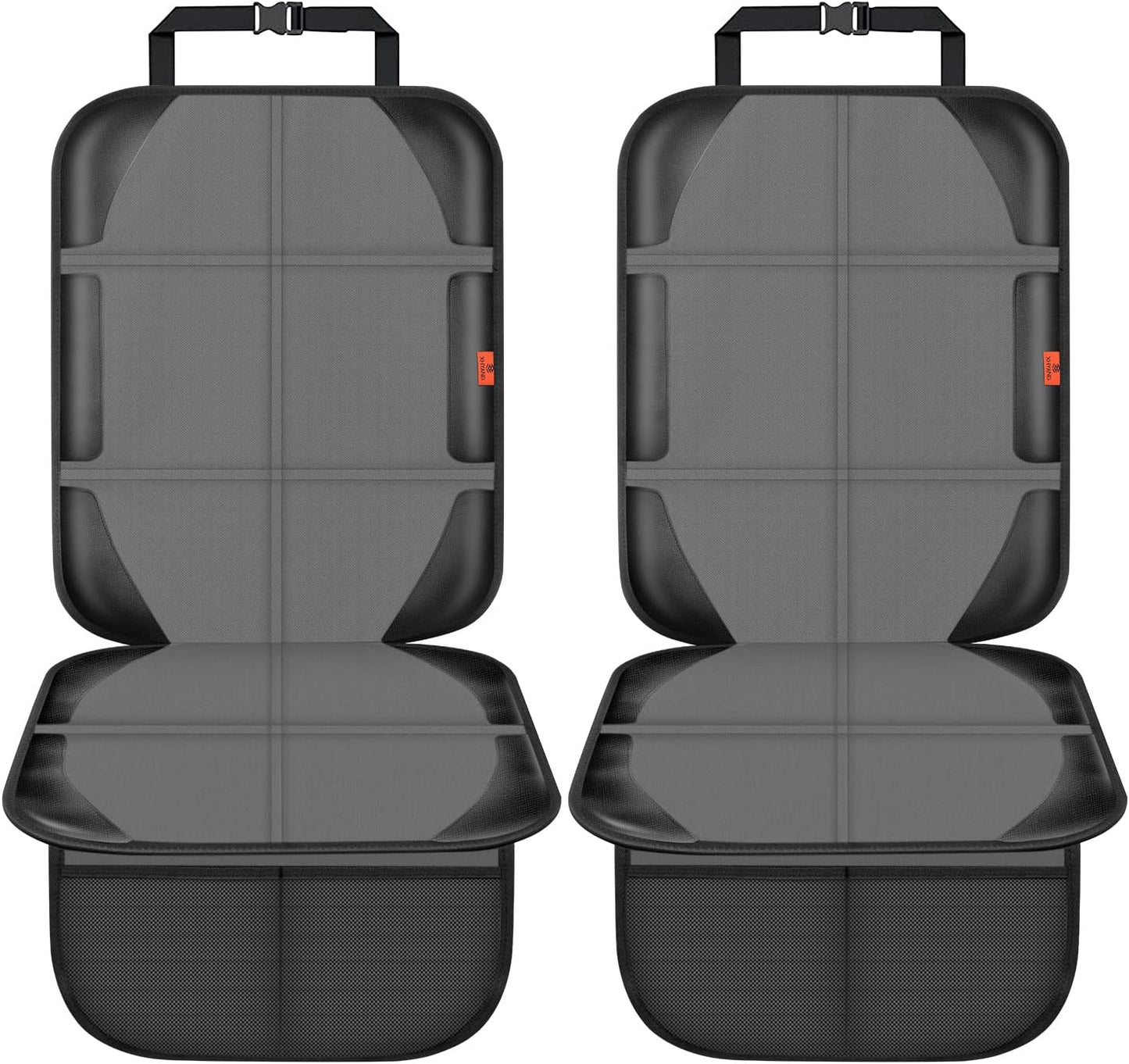 Car Seat Protector,2 Pack Automotive Seat Protectors Baby Carseat Pad Waterproof & Durable 600D Fabric for Child Baby Car Seat Mat Vehicle Pet Cover 2 Storage Pockets (2 Pack Gray)