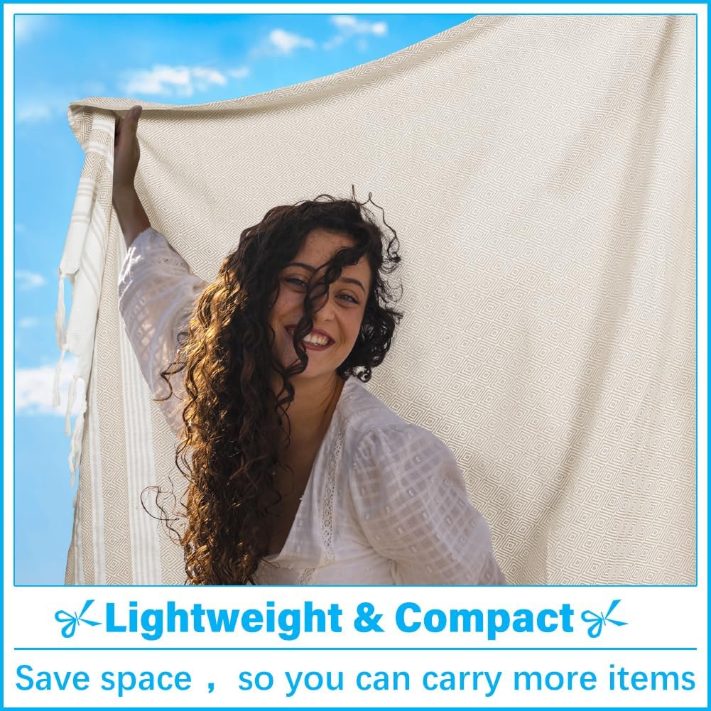 Oversized Turkish Beach Towel Blanket XXL Cotton Sandproof Towels Boho Woven Extra Large Big Sand Free Giant Throw Thick Blankets Huge Quilt XL Picnic Camping Necessities Cloud For Adult Gifts