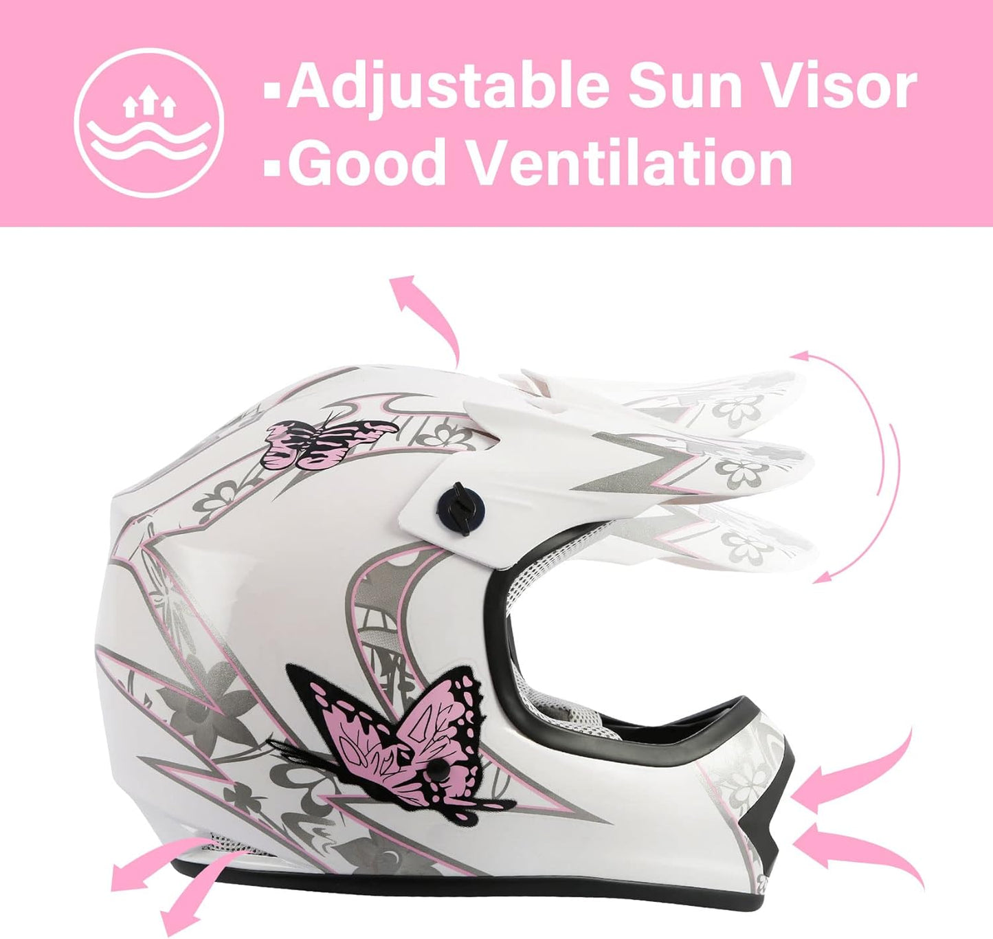 TCMT Dot Youth & Kids Motorcycle Off-Road Helmet Full Face Motocross Street Dirt Bike Mountain Bike BMX MX ATV Helmet+Goggles+Gloves New