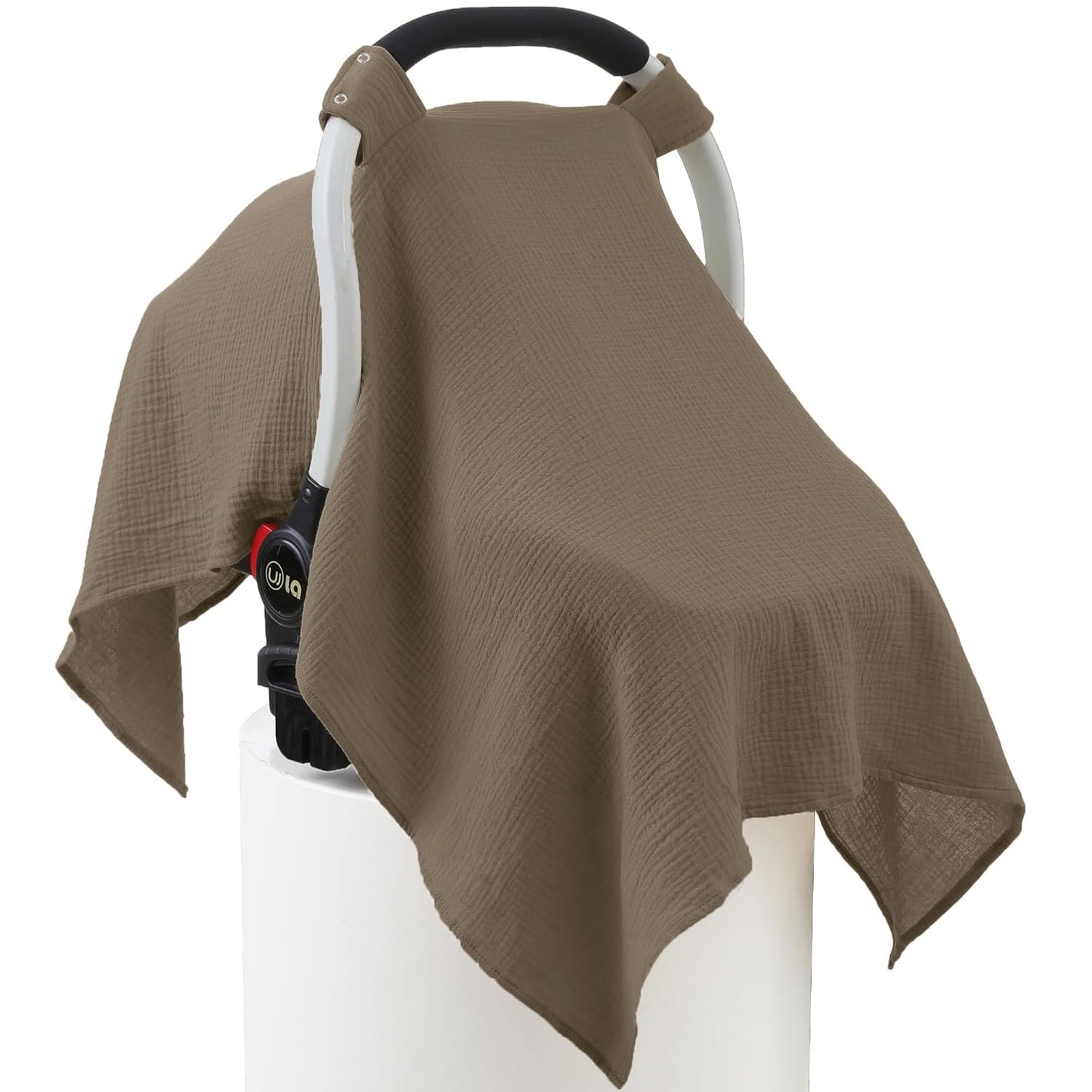 100% Muslin Cotton Car Seat Cover Baby, Carseat Canopy Cover, Universal Fit Stroller Covers for Boys and Girls (Coffee)