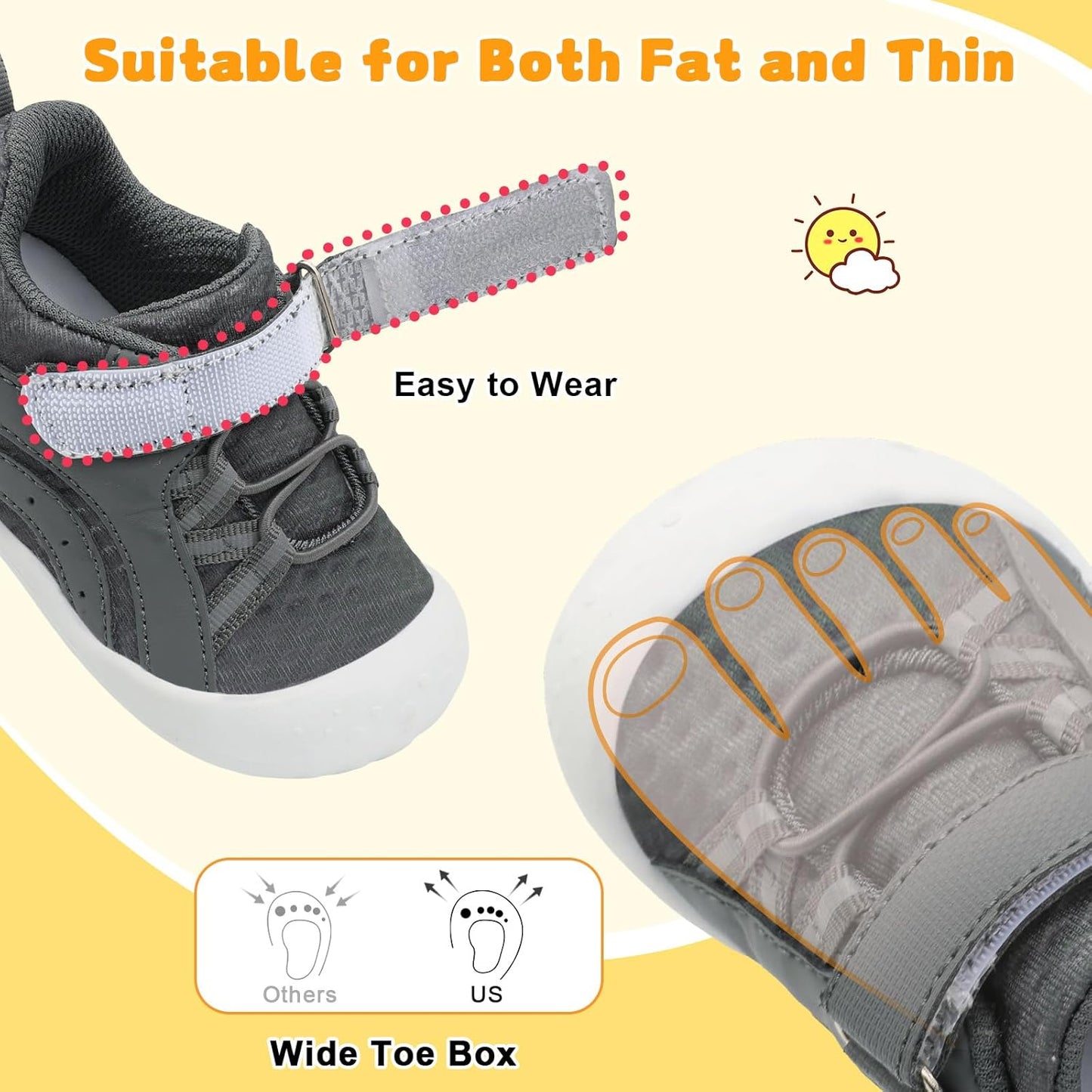 FEETCITY Wide Baby Shoes Boys Girls Baby Barefoot Shoes Breathable Infant Walking Shoe Crib Sock Shoe Toddler Sneakers Flexible