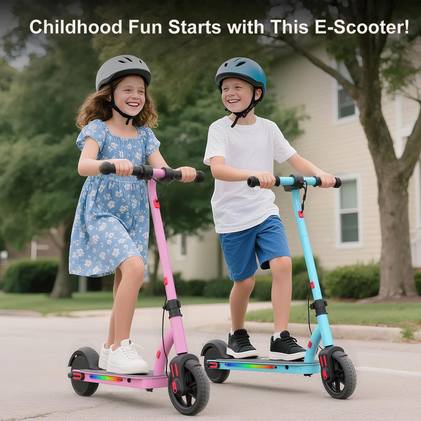 Caroma Electric Scooter for Kids Ages 6-12,150W/180WMotor,10 MPH Max Speed & 7 Miles,Colorful Lights,Adjustable Height & Speed,LED Display,Foldable Kids Electric Scooter 132 Lbs Max Load,Idea Gift