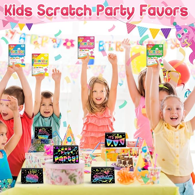 Party Favors for Kids: 36 Pack Rainbow Scratch Art Notebook Back to School Students Classroom Gifts Bulk for Girls Boys Goodie Bags Stuffers, Return Gifts for Birthday Party Favors Bulk
