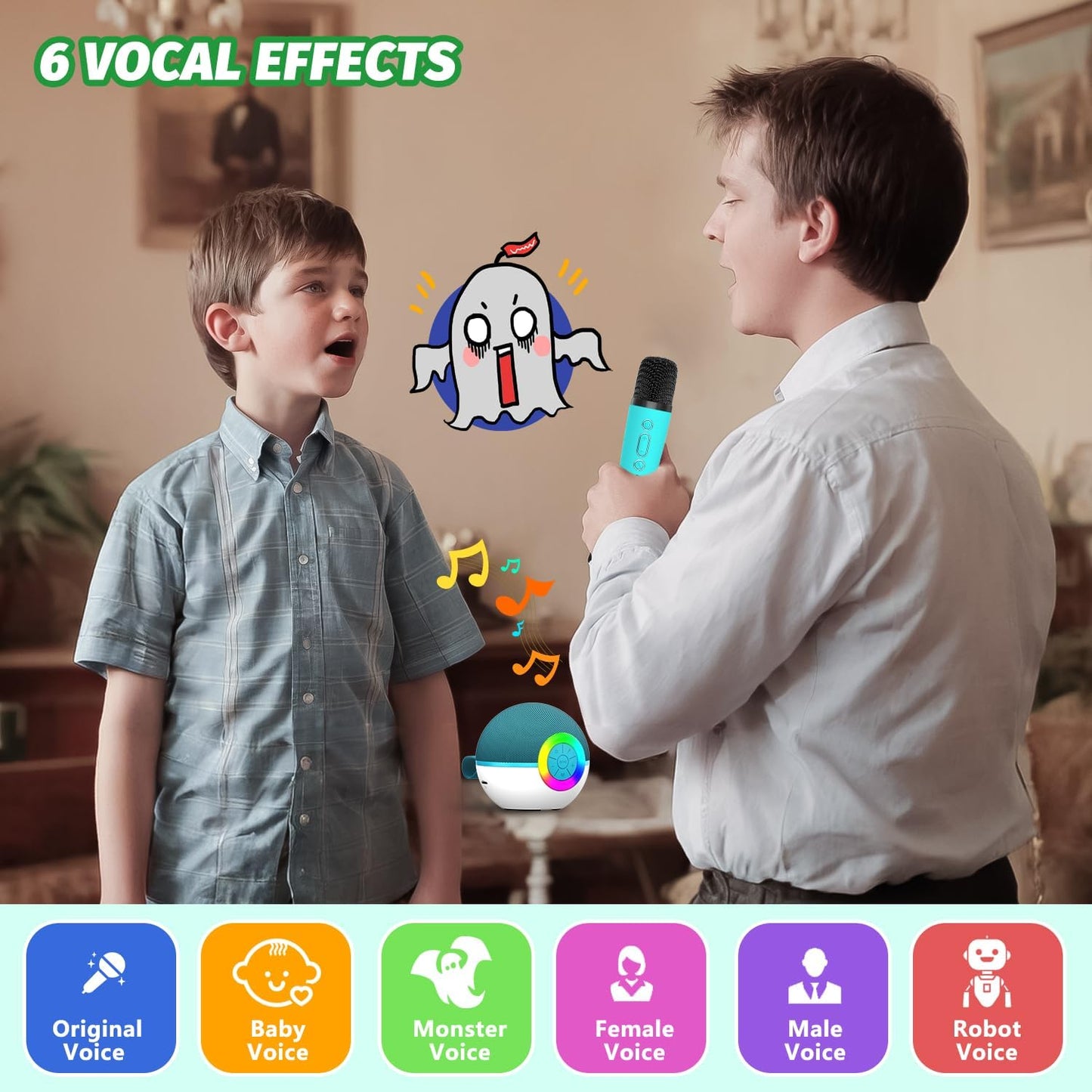 Mgaolo Mini Karaoke Machine for Kids Adults,Portable Bluetooth Speaker with 2 Wireless Microphones,Gift Toys with MP3 Player for Boys Girls 3-12 Year Old Birthday Family Home Party Present (Green)