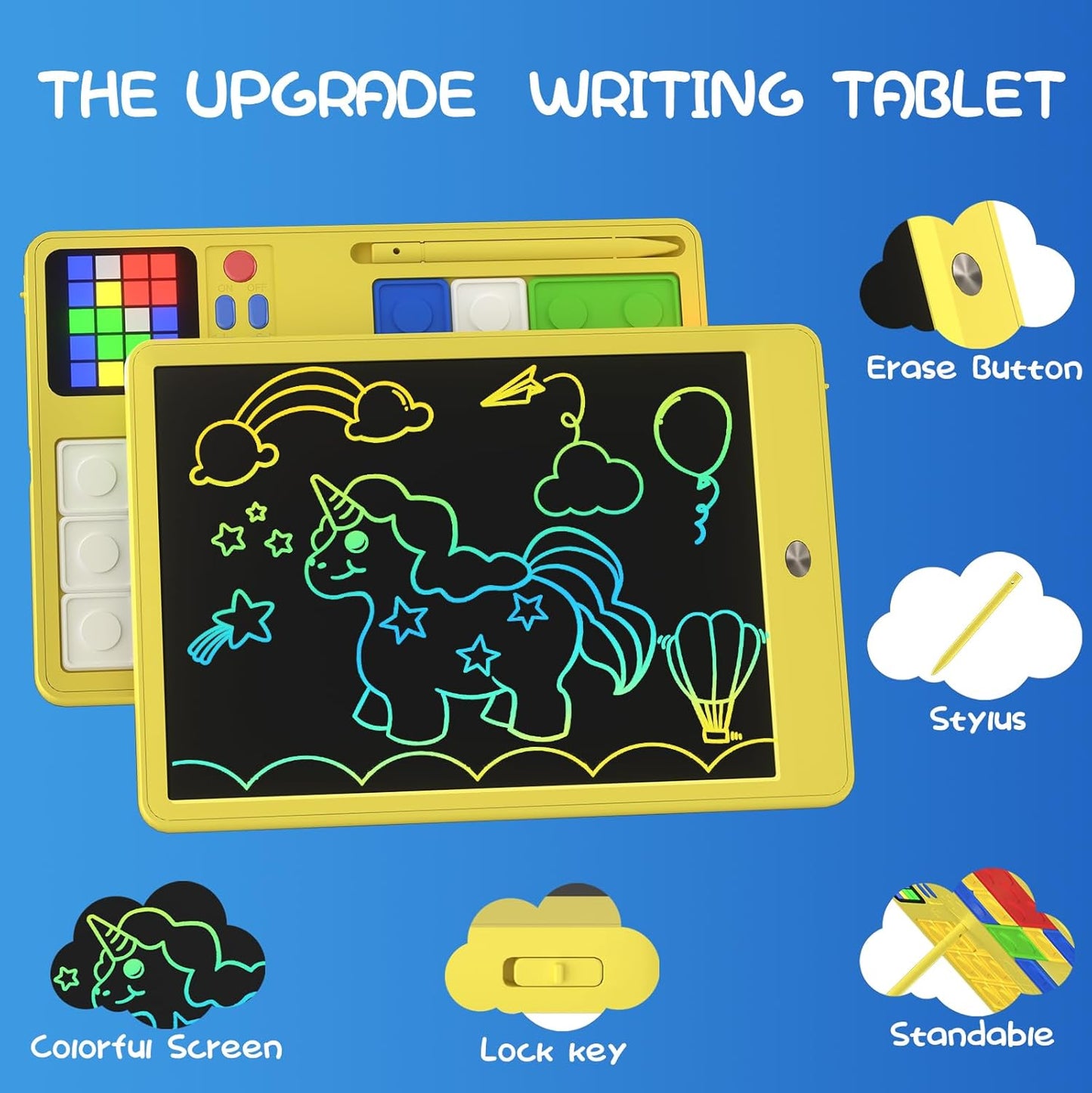 Slider Puzzle Games & LCD Writing Tablet for Kids 2 in 1,Drawing Pad with 500+Challenges Travel Games for Kids Age 4-8,Brain Teaser Puzzle Games Kids Drawing Tablet Toys for Boys Girls