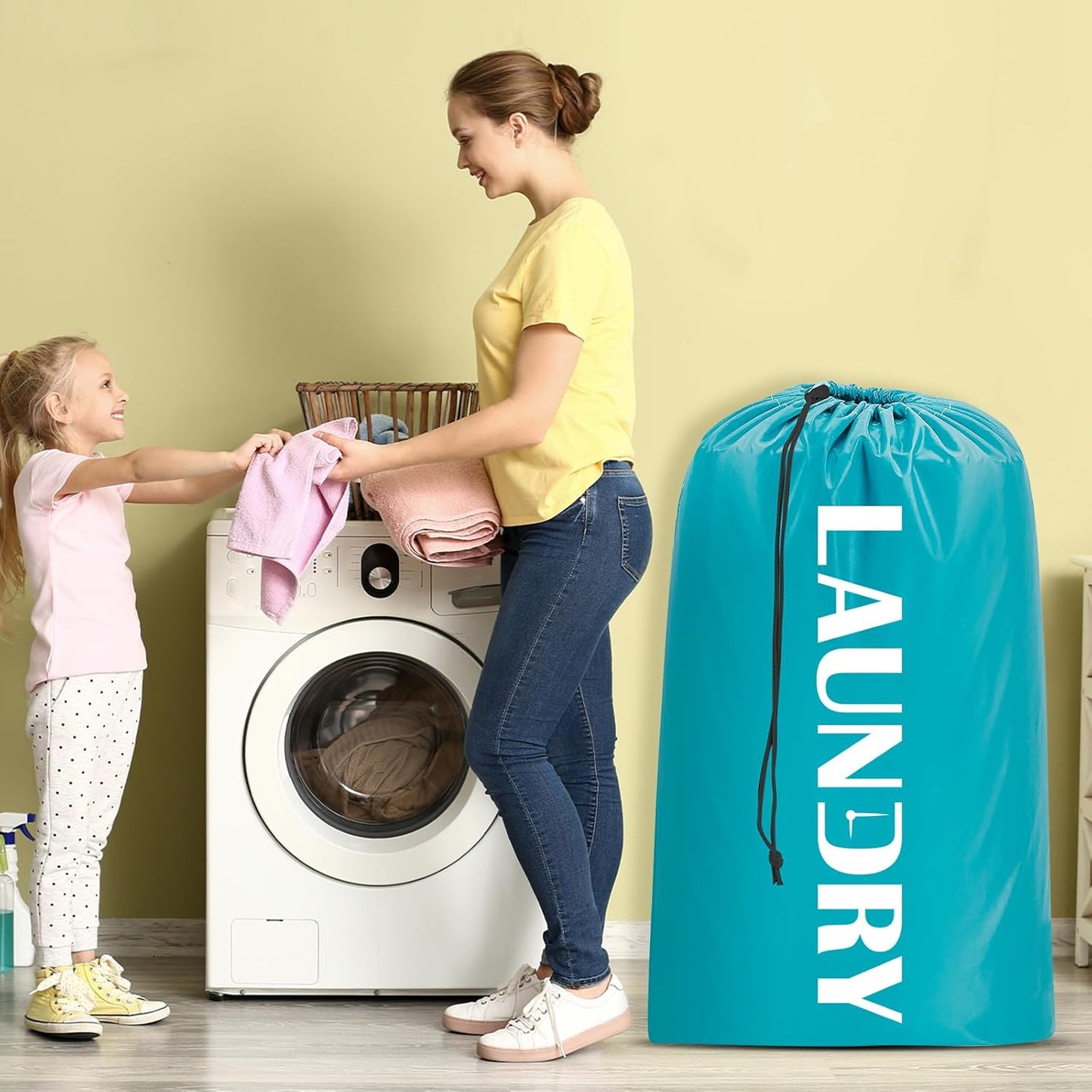 Sylfairy Laundry bags, 2 Pack Travel Laundry Bag for Dirty Clothes with Drawstring, Heavy Duty Laundry Bag for Traveling Camping, Easy Fit a Laundry Hamper or Basket Travel Essentials
