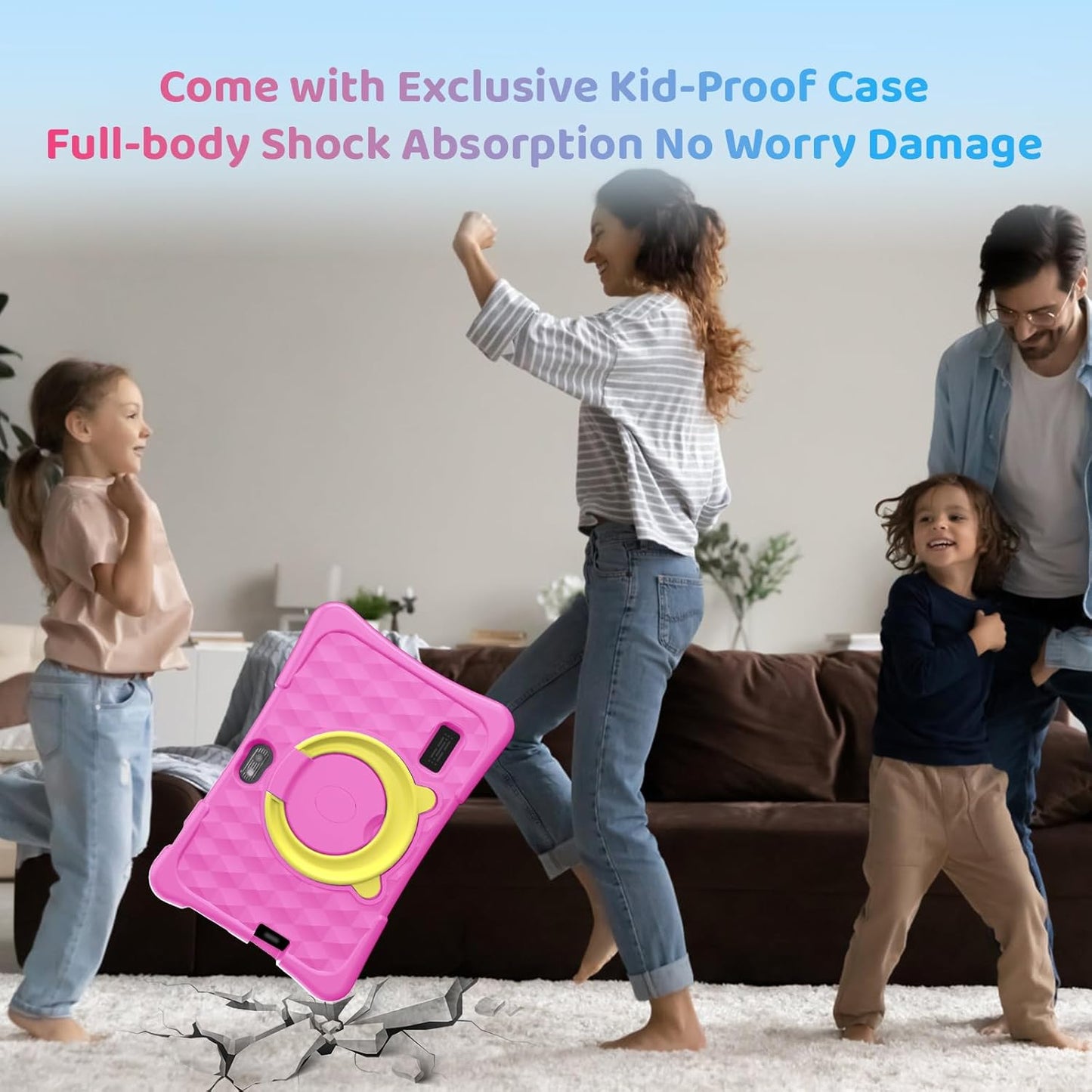 Kids Tablet, 7 inch Android 15 Tablet for Kids, 8GB+32GB 1TB Expand, Quad-Core Toddler Tablets with Shockproof Case, BT5.0, WiFi 5, Parental Control, Games, Dual Camera (Pink)