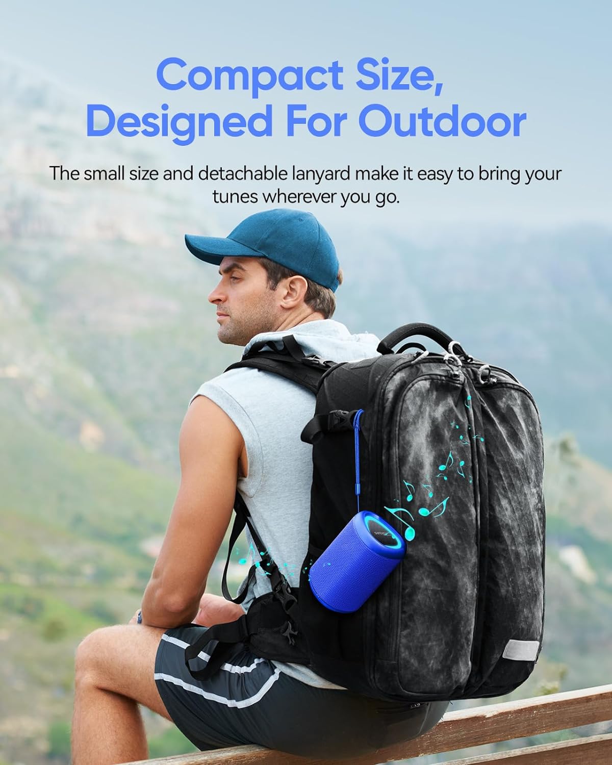 Portable Bluetooth Speaker with Lights, Stocking Stuffers, Powerful Crystal Clear Sound, IPX5 Waterproof, All Day Playtime, BT 5.3, TWS Paring, Small Wireless Speaker for Outdoor, White Elephant Gifts