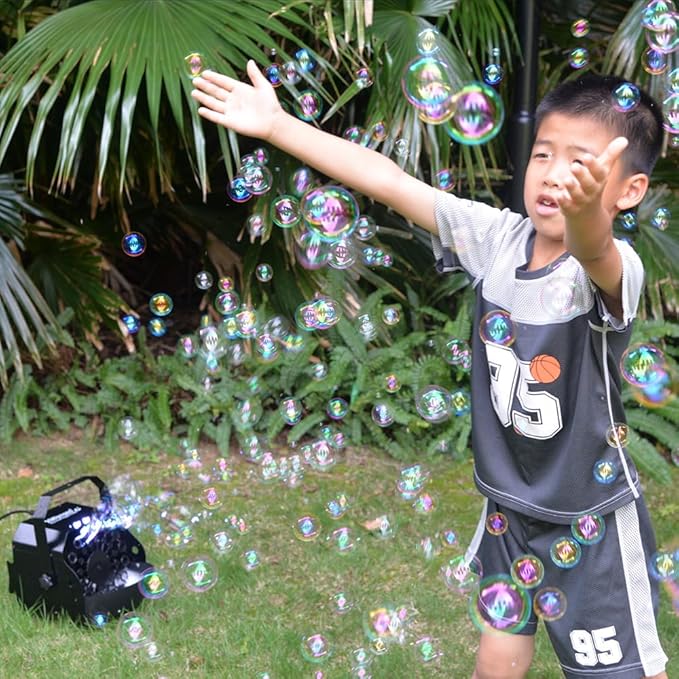 Stage Bubble Machine with Lights, Wireless Remote - Perfect for Weddings, Commercial Performances, Parties, and Carnivals