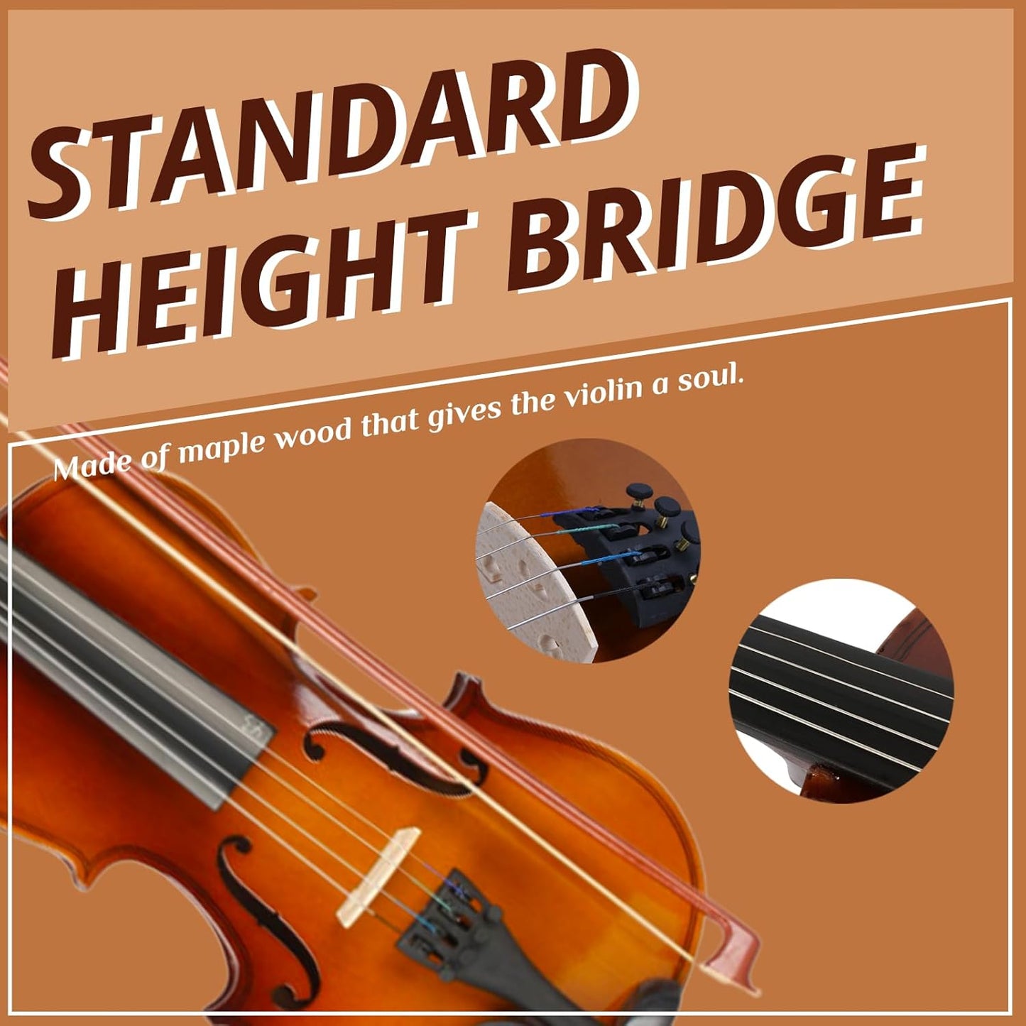 Ktaxon 3/4 Violin for Beginners, Fiddle for Students and Enthusiasts, Acoustic Violin Kit with Case, Bow, Rosin & Manual