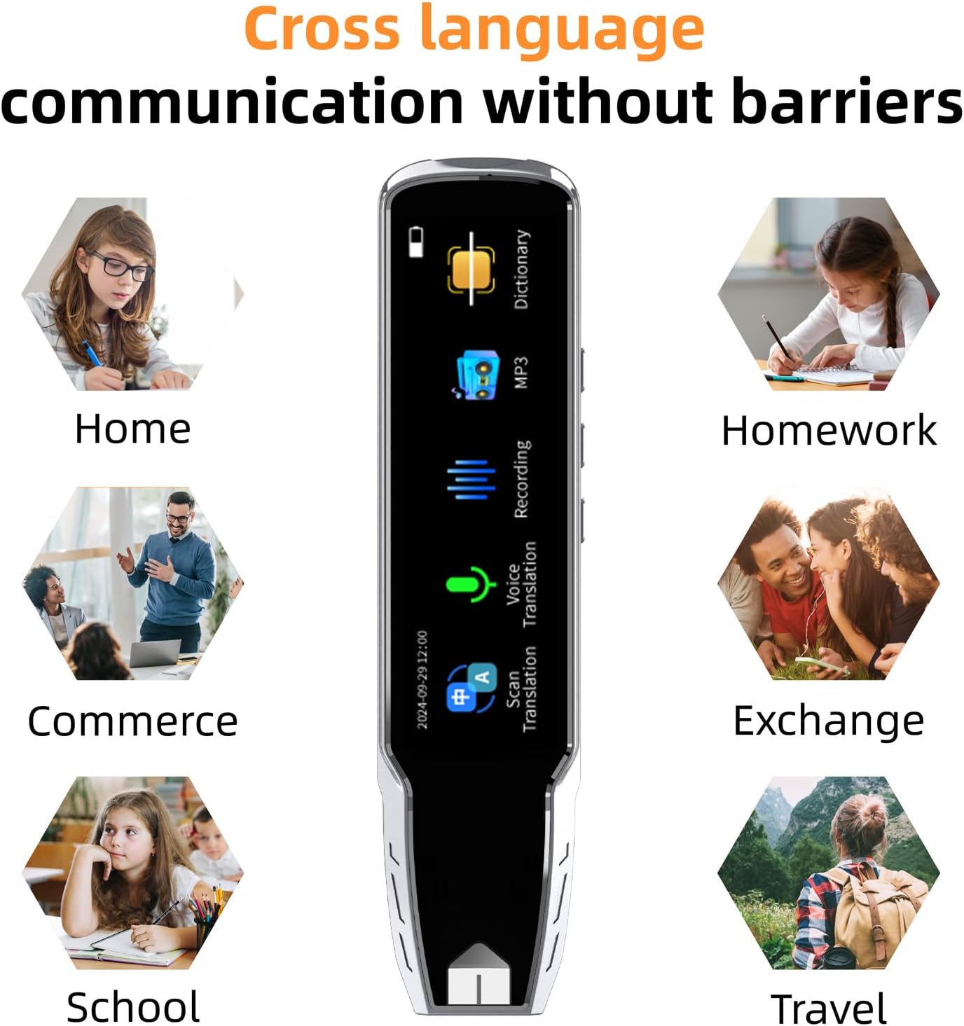 Translation Pen, OCR Digital Reading Pen with 112 Language, Translation Device with 3.69 Inch Touch Screen, Smart Pen for Instant Voice Translator for Study, Travel, Business