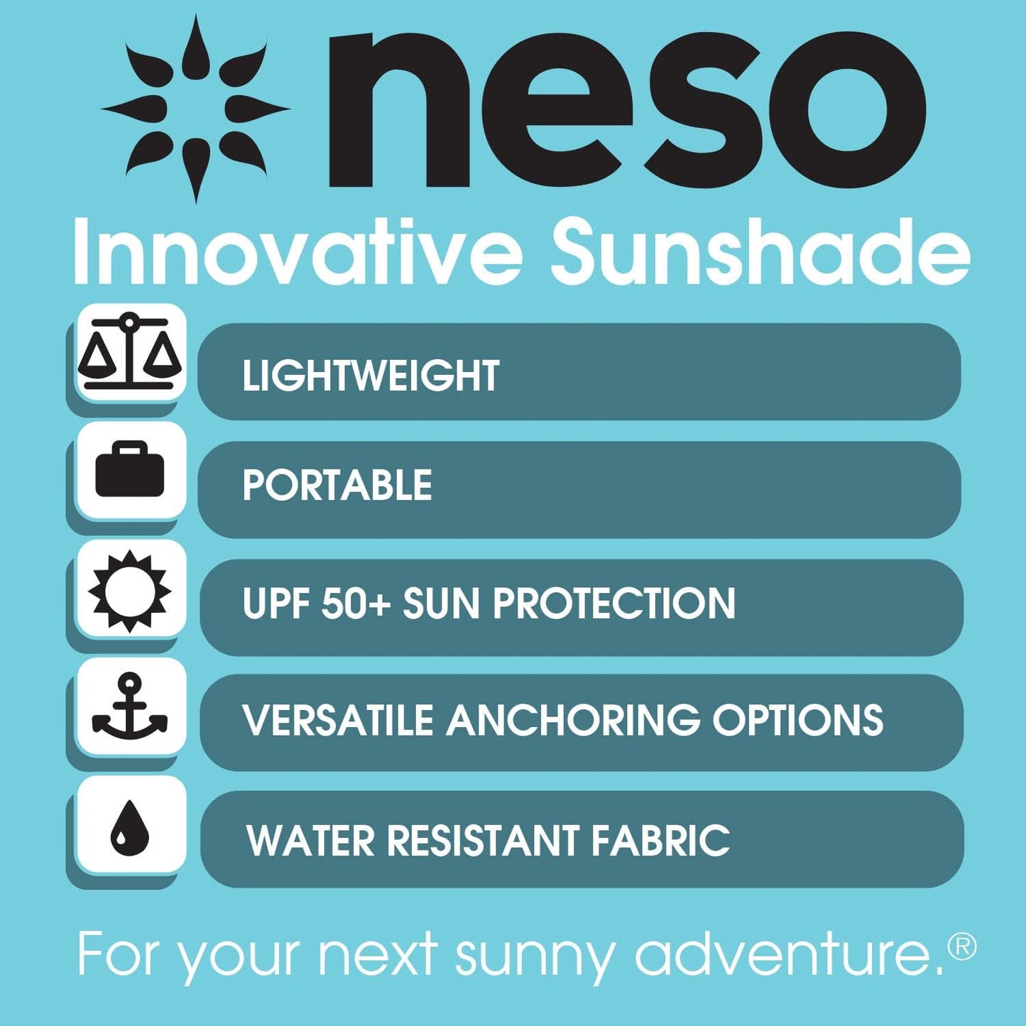 Neso Tents Beach Tent with Sand Anchor, Portable Canopy Sunshade - 7' x 7' - Patented Reinforced Corners (Whales)