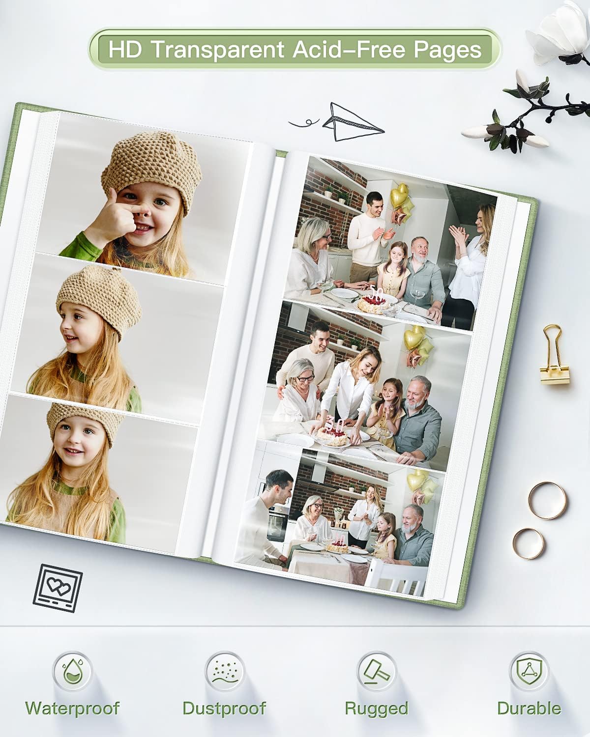 popotop Photo Album 4x6-300 Photos Linen Cover Photo Books with 300 Horizontal Pockets,Slip-in Picture Albums for Family Wedding Anniversary Baby Vacation Pictures