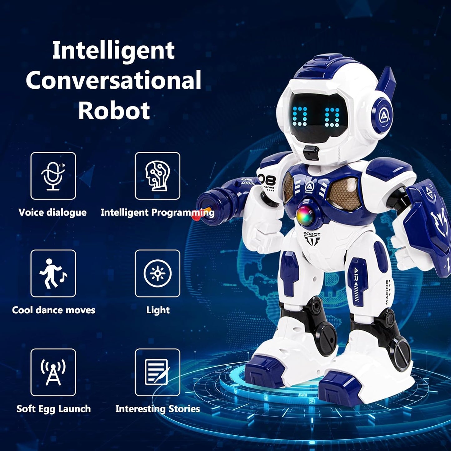 Kids Robot Toys, Remote Control Robot, Programmable Robot with Recorded Voice Music Dance Control, Gift for Toddler Boys and Girls