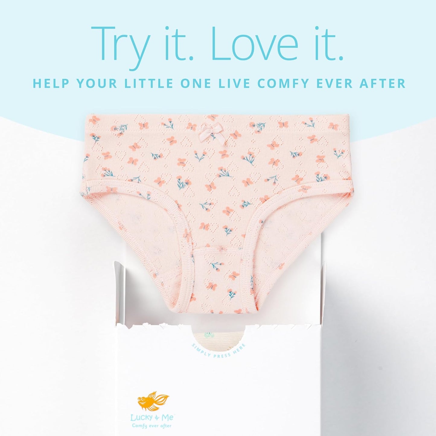 Lucky & Me Erica Girls Bikini 100% Organic Cotton Children's Underwear 6 Pack