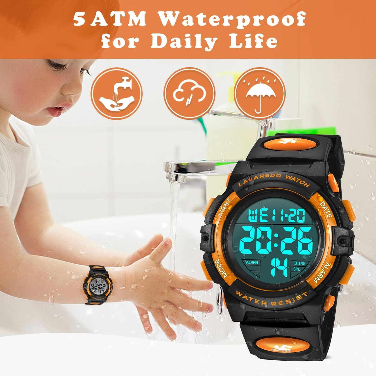 Kids Watch,Boys Watch for 3-15 Year Old Boys,Digital Sport Outdoor Multifunctional Chronograph LED 50 M Waterproof Alarm Calendar Analog Watch for Children with Silicone Band,Kids Gift